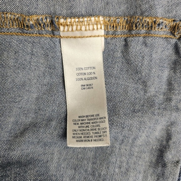 OshKosh B'gosh Kids 6X Dress Girls Denim Cap Sleeve Button Ruffles‎ Blue - Picture 4 of 6